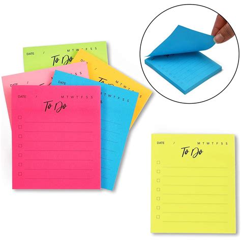 Pack To Do List Sticky Notes Self Stick Note Pads Bright Neon