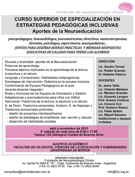 taller psicopedagogia FUNDACIÓN DE NEUROPSICOLOGÍA CLÍNICA