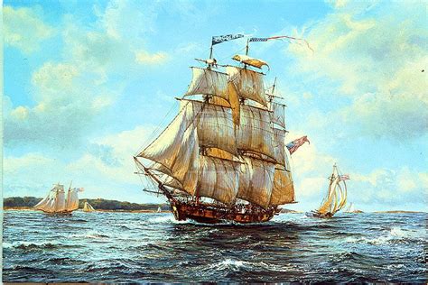 1800s Merchant Ship Prudent Entering Harbor Sailing Ships