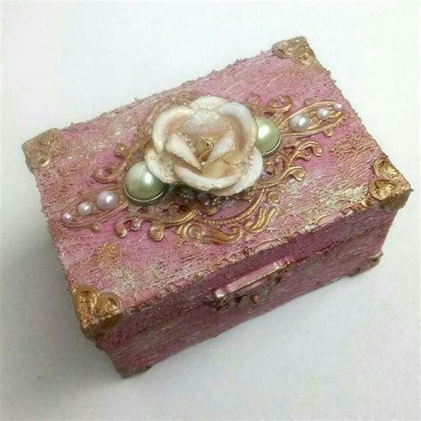Mixed Media Altered Box Jewelry Boxrosepearls Altered Boxes