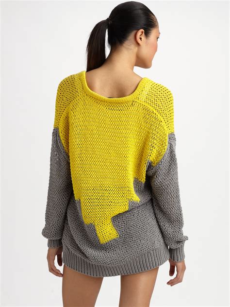 Alexander Wang Hand-knit Intarsia Sweater in Yellow - Lyst