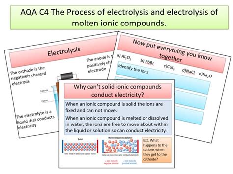 Aqa C The Process Of Electrolysis And Electrolysis Of Molten Ionic