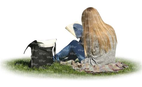 Woman Sitting On The Grass And Reading Vishopper