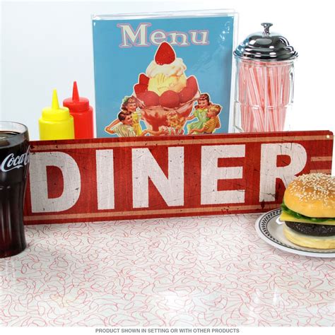 Diner Wide Red Distressed Vintage Metal Sign 20 X 5 Vintage Kitchen