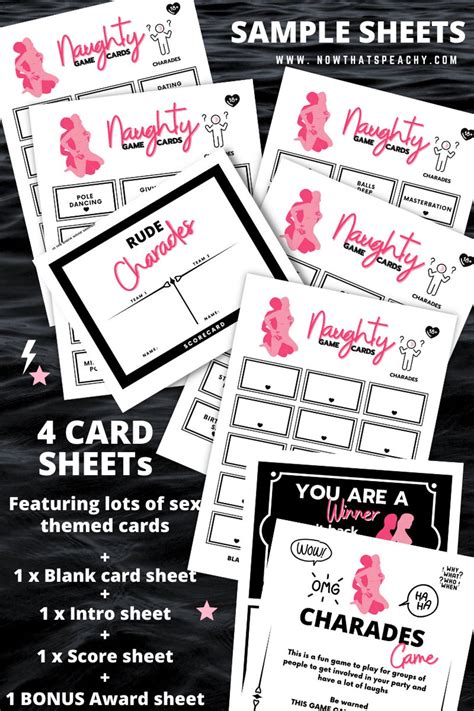 Naughty Rude Sex Charades Card Game Printable Instant Download Etsy Australia