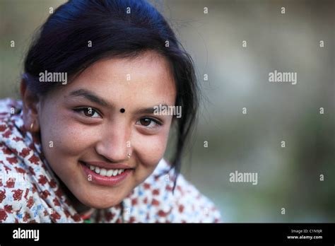 Nepali girl in a Himalaya Nepal Stock Photo - Alamy