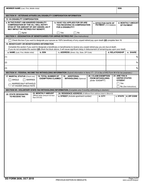 Dd Form 2656 6 Printable Web The Form Is Used To Make Changes To A