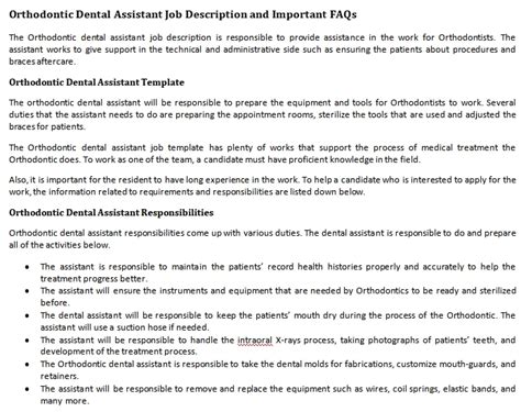 Orthodontic Dental Assistant Job Description And Important Faqs Shop