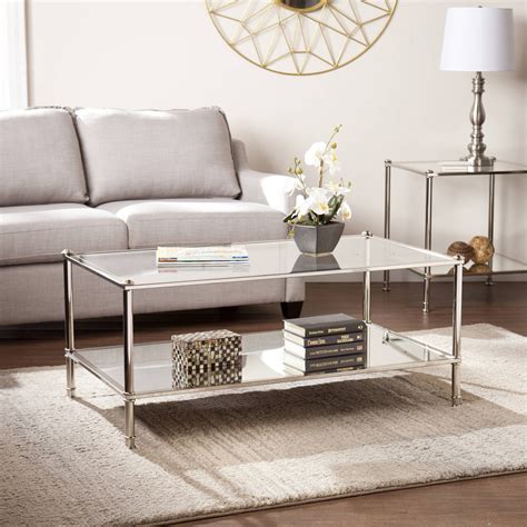 Parell Glam Metal And Glass Coffee Table Metallic Silver By Ember Interiors