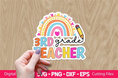 3rd Grade Teacher Rainbow Stickers Graphic By Craftartsvg · Creative