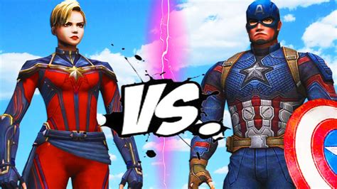 Captain Marvel Vs Captain America Epic Battle Youtube