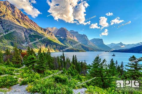 St Mary Lake And Wild Goose Island In Glacier National Park Montana