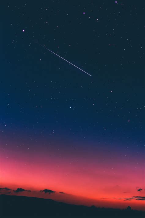 Night Sky With Shooting Star Tags Pink Blue Deep Sunset Comet