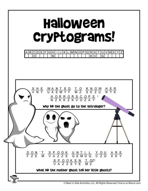 Halloween Cryptogram Word Puzzles Woo Jr Kids Activities Children