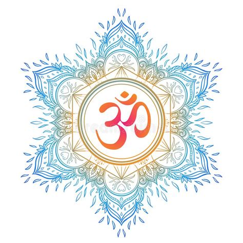 Ohm Symbol Indian Diwali Spiritual Sign Om Over Mandala Beautiful