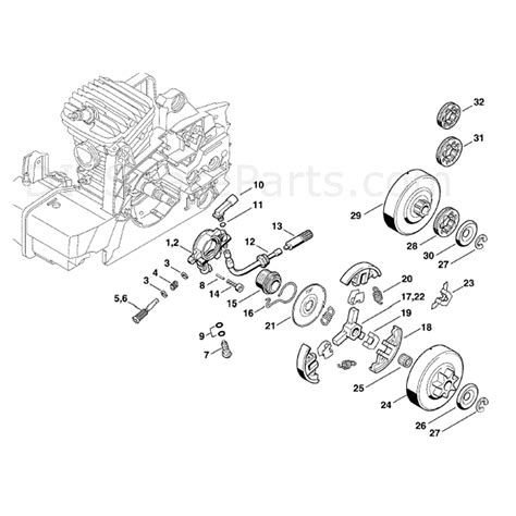 Stihl Ms 310 Chainsaw Ms310 Parts Diagram Oil Pump Clutch