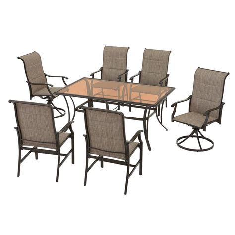 This hampton bay outdoor patio dining table is a very nice piece to add to a patio, porch or outdoor living area. Hampton Bay Riverbrook Espresso Brown 7-Piece Outdoor ...