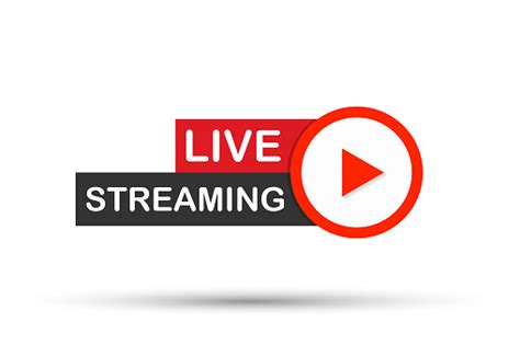 Live Streaming Flat Logo Red Vector Design Element With Play Button