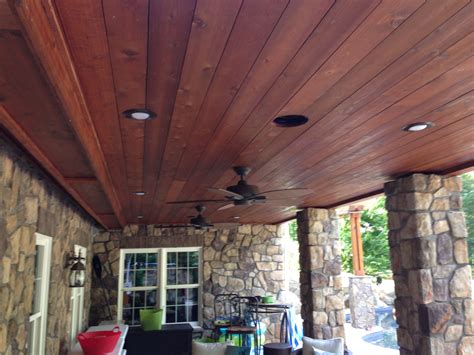 How to choose the right deck stain colors. And cedar ceiling under deck above with new speakers ...