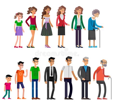 All Age Group Of European People Generations Woman Stock Vector