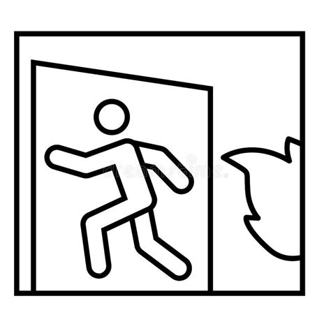 Emergency Exit Line Icon Fire Exit Vector Illustration Isolated On