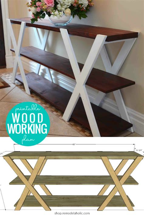 Diy Double X Farmhouse Console Table Woodworking Plan Remodelaholic