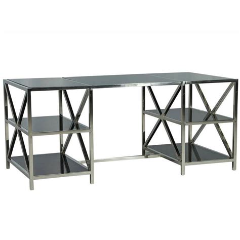 Modern Smoked Glass And Stainless Steel Desk For Sale At 1stdibs