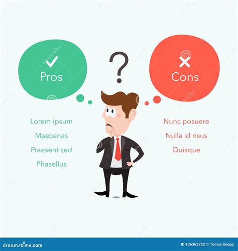 Businessman Thinks About Pros And Cons Stock Vector Illustration Of