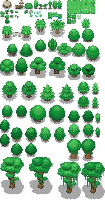 Tons Of Tileset 110 Light Jungle Trees By Phyromatical On Deviantart