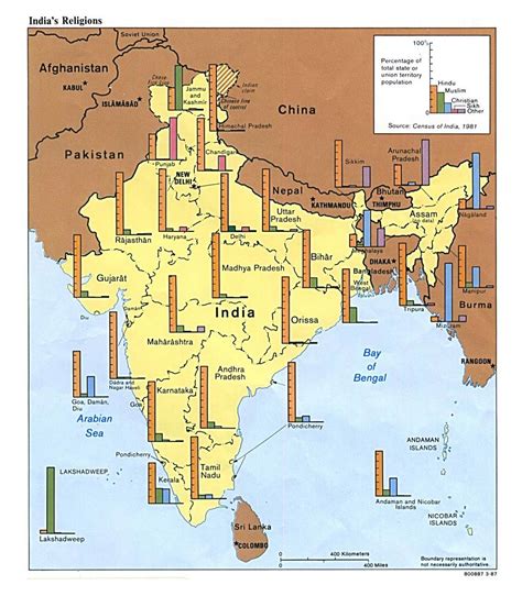 Detailed India Religions Map 1987 India Asia Mapsland Maps Of