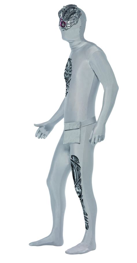 Robotic Second Skin Bodysuit Metal Mens Halloween Robot Sci Fi Costume