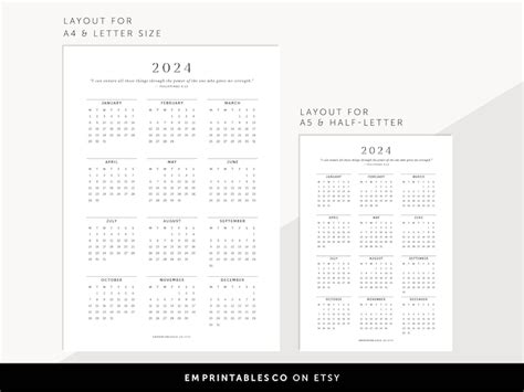 2024 Calendar With Bible Verses 2024 Christian Calendar 2024 Faith