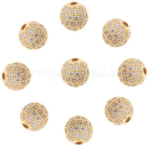 Wholesale Nbeads 8mm Brass Clear Gemstones Cubic Zirconia Cz Stones