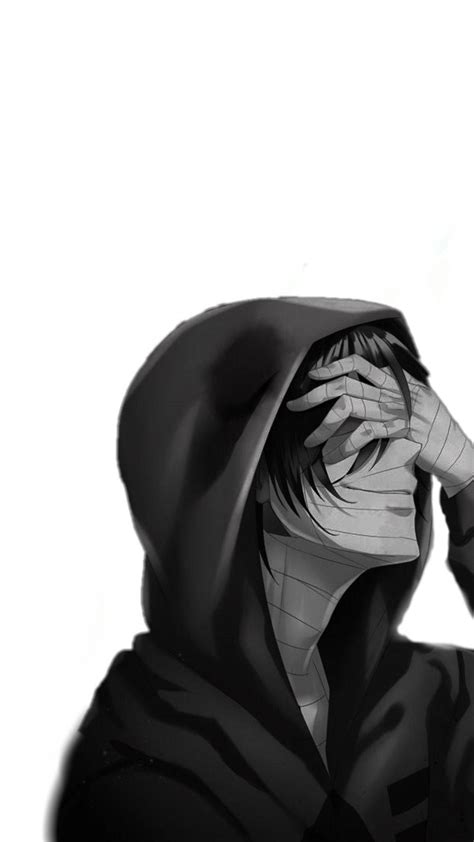 Download Black And White Anime Boy Covering Eyes Wallpaper