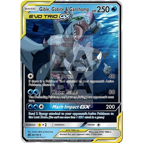 Maybe you would like to learn more about one of these? Gible, Gabite & Garchomp GX EVO TAG TEAM Custom Pokemon Card - ZabaTV