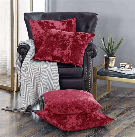 home soft things crushed velvet 4 piece throw pillow cover set garnet 20 x 20