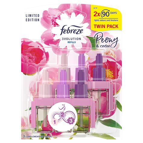 Febreze 3volution Air Freshener Plug In Refill Peony And Cedar Twin Pack
