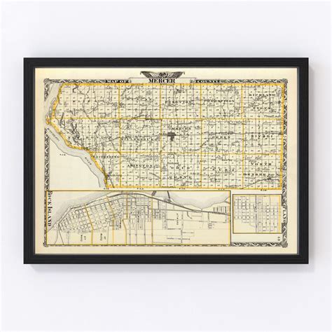 Vintage Map Of Mercer County Illinois 1876 By Teds Vintage Art