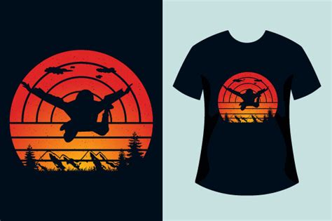 Retro Sunset Skydiving T Shirt Design Graphic By Lakiaktertsd