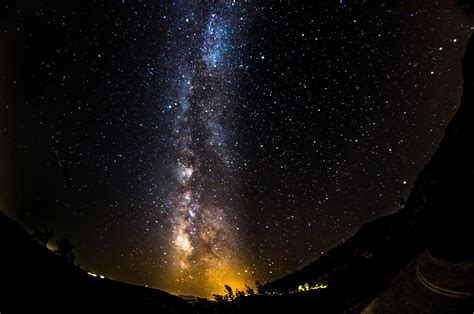 Galaxy Milky Night Rock Sky Space Stars Wallpaper