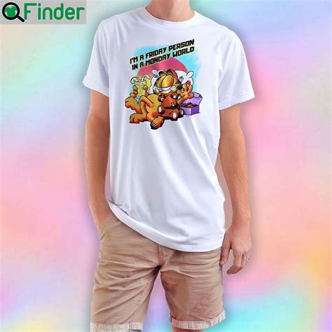 Garfield Cat Im A Friday Person In A Monday World T Shirt Q Finder