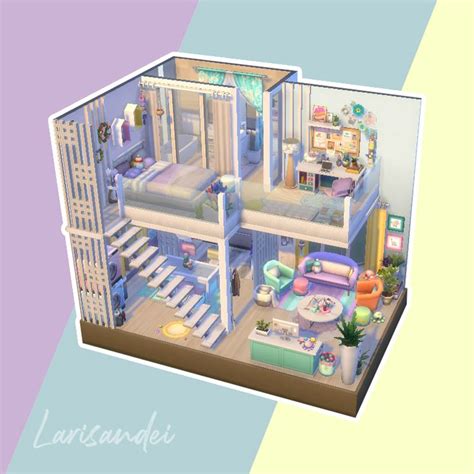 Pastel Dollhouse Sims House Sims 4 House Design Sims 4 Loft