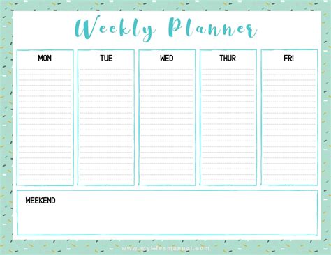 Weekly Planner Free Printables - Mylifesmanual