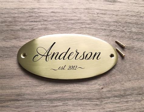Personalized Custom Engraved Front Door Sign Brass Plaque Customized