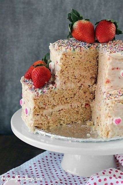 Strawberry Rice Krispie Treat Cake Beyond Frosting