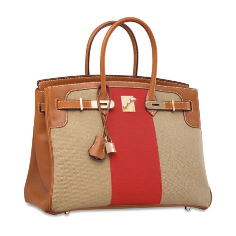 A Limited Edition BarÉnia Leather And Canvas Flag Birkin 35 With Gold