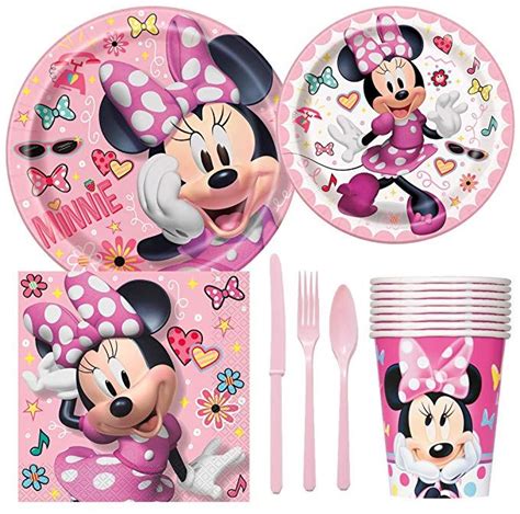 Disney Minnie Mouse Birthday Party Supplies Pack Including Cake And Lunch