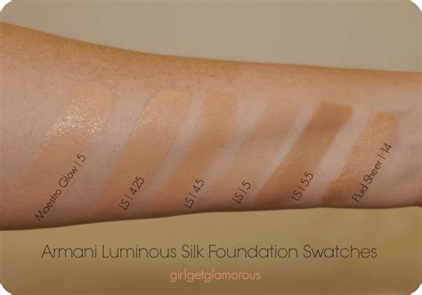 Armani Luminous Silk Foundation Swatches 425 45 5 55