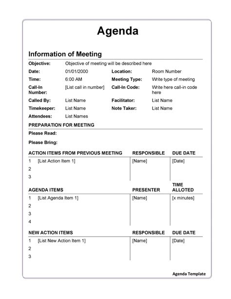 Editable 46 Effective Meeting Agenda Templates Templatelab Restaurant