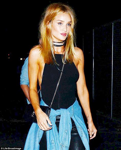 Rosie Huntington Whiteley Wears Leather Pants At Drakes Concert